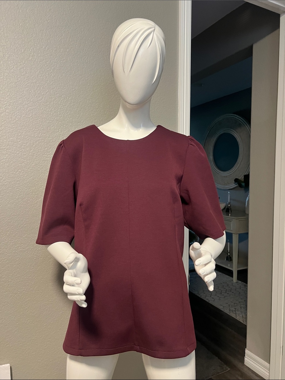 Ann Taylor Maroon Short-Sleeve Top size XL